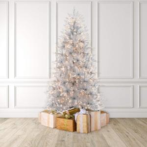 imageMartha Stewart 5 Foot Silver Tinsel Christmas Tree with Clear LightsSilver  Clear Lights