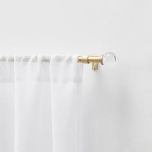 imageMartha Stewart Beaufort Cafe Curtain Rod for Windows 48 to 86 inches Adjustable Length 58 inch Diameter Metal Curtain Rod with Round Finials 48  86 Brushed BrassGold
