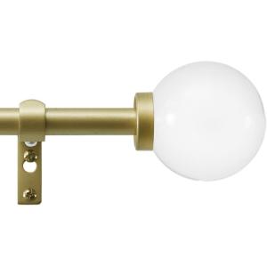 imageMartha Stewart Beaufort Curtain Rod for Windows 66 to 120 inches Adjustable Length 75 inch Diameter Metal Curtain Rod with Round Finials 66  120 Brushed BrassGold