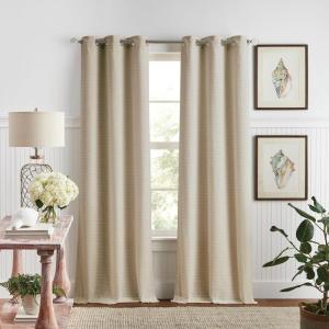 imageMartha Stewart Beige Room Darkening Curtains Textured Lined Grommet Window Curtain Panel Pair Sutter Set of 2 84quot SandSand