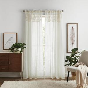 imageMartha Stewart Boho Curtains Macrame Decor Textured Sheer Rod Pocket Window Curtain Panel Pair 84quot LinenLinen