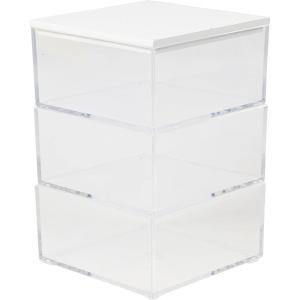 imageMartha Stewart Brody Plastic Storage Organizer Bins with Engineered Wood Lid for Home Office Kitchen or Bathroom 3 Pack Small 375quot x 3quot ClearWhite