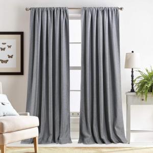 imageMartha Stewart Clarkson Room Darkening Rod Pocket Window Curtain Panel Pair 84quot GreyGrey