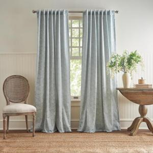 imageMartha Stewart Cottage Floral Jacquard Room Darkening Lined Rod PocketBack Tab Window Curtain Panel Pair 95quot Light BlueLight Blue