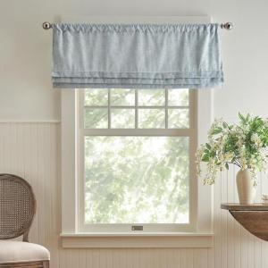 imageMartha Stewart Cottage Floral Jacquard Room Darkening Lined Window Curtain Valance 50quot W x 18quot L Light BlueLight Blue
