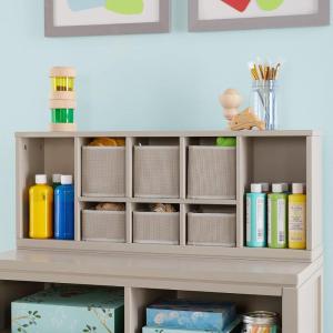 imageMartha Stewart Crafting Kids Cubby Organizer  Linen White Wooden Tabletop Art Storage with Removable Bins  Cube ShelvingGray