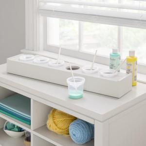 imageMartha Stewart Crafting Kids Tray with Paint Cups  Gray EasytoClean Set with 6 SpillProof CupsLinen White