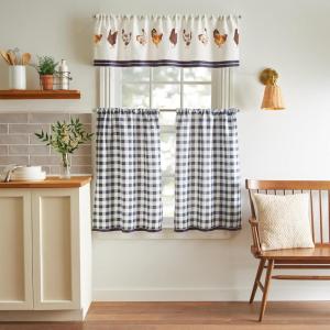 imageMartha Stewart Daisy 3Piece Window Curtain Valance and Tiers Set GreenBlue