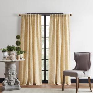 imageMartha Stewart Elegant Curtains Light Filtering Vineyard Leaf Print Rod PocketBack Tab Window Curtain Panel Pair 95quot GoldGold