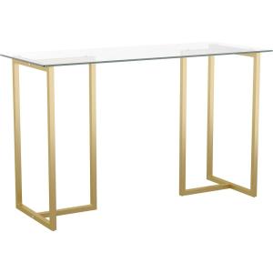 imageMartha Stewart Eli Home Office Desk with Glass Top and Steel Frame Oil Rubbed BronzeClear TopPolished Brass Frame