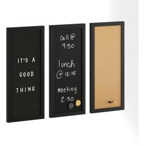 imageMartha Stewart Everette Cork Board Chalk Board Letter Board Set with Included Push Pins Magnets Liquid Chalk Letters 18quot x 24quot Light Natural Woodgrain FrameBlack Woodgrain