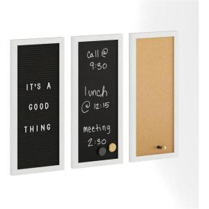 imageMartha Stewart Everette Cork Board Chalk Board Letter Board Set with Included Push Pins Magnets Liquid Chalk Letters 18quot x 24quot Light Natural Woodgrain FrameWhite Woodgrain