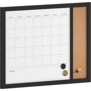 imageMartha Stewart Everette Magnetic Dry Erase Monthly Calendar and Cork Board Combo with Included Marker Magnets and Push Pins 24quotx18quot White Woodgrain FrameBlack Woodgrain