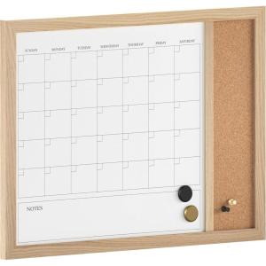 imageMartha Stewart Everette Magnetic Dry Erase Monthly Calendar and Cork Board Combo with Included Marker Magnets and Push Pins 24quotx18quot White Woodgrain FrameLight Natural Woodgrain