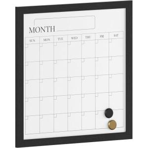 imageMartha Stewart Everette Magnetic Monthly Calendar Dry Erase Board with Included Dry Erase Marker and 2 Magnets 18quot x 18quot Light Natural Woodgrain FrameBlack Woodgrain