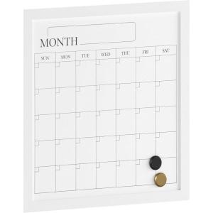 imageMartha Stewart Everette Magnetic Monthly Calendar Dry Erase Board with Included Dry Erase Marker and 2 Magnets 18quot x 18quot Light Natural Woodgrain FrameWhite Woodgrain