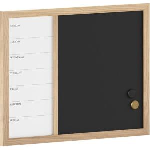 imageMartha Stewart Everette Magnetic Weekly Calendar Dry Erase Board and Chalk Board with Liquid Chalk Marker and Magnets 24quotx18quot White Woodgrain FrameLight Natural Woodgrain