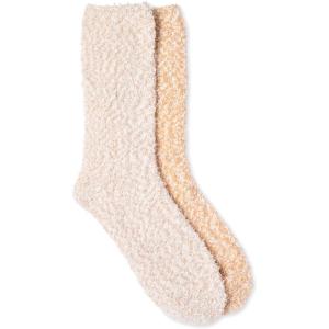 imageMartha Stewart Fuzzy Socks For Women  2 Pairs  Warm And Cozy For Winter Stocking StufferTanSilver Grey