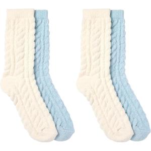 imageMartha Stewart Fuzzy Socks For Women Warm And Cozy For Winter Perfect For Home CableIvoryWinter Sky