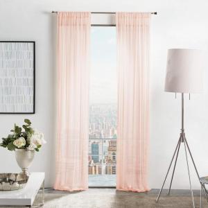 imageMartha Stewart Glacier Sheer Rod Pocket Window Curtain Panel Pair 95quot WhiteBlush