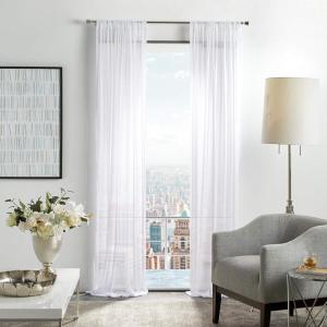imageMartha Stewart Glacier Sheer Rod Pocket Window Curtain Panel Pair 95quot WhiteWhite
