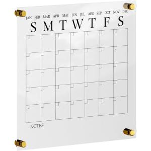 imageMartha Stewart Grayson Acrylic Wall Calendar with Notes with Dry Erase Marker and Mounting Hardware 24quot x 18quot wGold PrintClearBlack