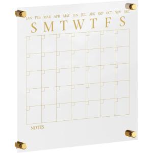 imageMartha Stewart Grayson Acrylic Wall Calendar with Notes with Dry Erase Marker and Mounting Hardware 24quot x 18quot wGold PrintClearGold