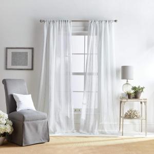 imageMartha Stewart Hampton Stripe Sheer Rod Pocket Single Curtain Panel 95quot GreyGrey