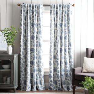 imageMartha Stewart Jakarta Blackout Rod PocketBack Tab Window Curtain Panel Pair 84quot IndigoIndigo
