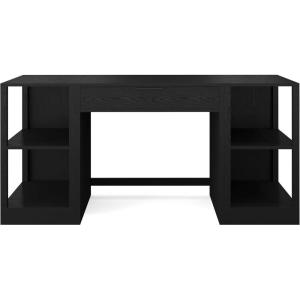 imageMartha Stewart Kayden Home Office Modular Desk with Drawer and Dual 2 Tier Shelves in Black with Oil Rubbed Bronze Hardware
