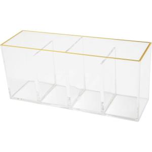 imageMartha Stewart Kerry Plastic 4 Compartment Pen Holder Office Desktop Organizer with Gold Trim