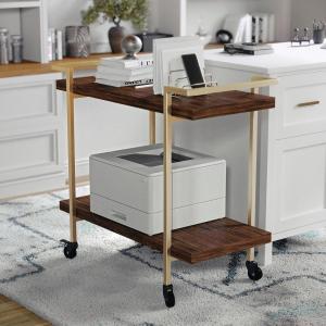 imageMartha Stewart Liam 2Tier Mobile Office Storage and Printer Cart in Walnut with Polished Brass FrameWalnutPolished Brass Frame