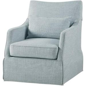imageMartha Stewart London Swivel Chair  Solid Wood ampamp Plywood Skirted Metal Base Accent Armchair Lumbar Pillow Modern Classic Family Room Sofa Furniture Bedroom Lounge 28quotX315quotX3525quot Light BlueLight Blue