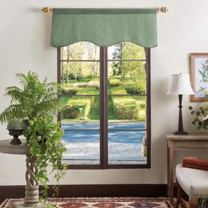 imageMartha Stewart Lucca Velvet Lined Scallop Window Curtain 50quot W x 18quot L Valance Loden GreenGreen