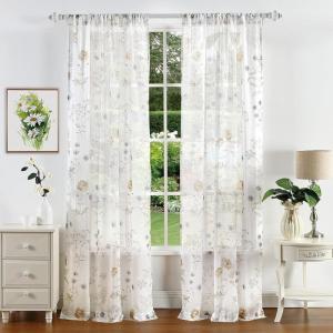 imageMartha Stewart Marthas Garden Floral SemiSheer Rod Pocket Window Curtain Single Panel 84quot MultiGold Floral