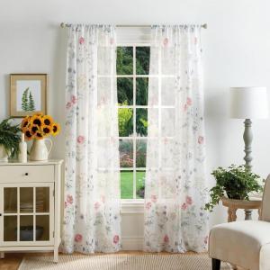 imageMartha Stewart Marthas Garden Floral SemiSheer Rod Pocket Window Curtain Single Panel 84quot MultiMulti Floral