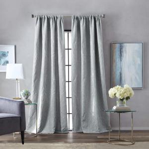 imageMartha Stewart Milan Damask Room Darkening Lined Rod Pocket Window Curtain Single Panel 84quot IvoryGrey