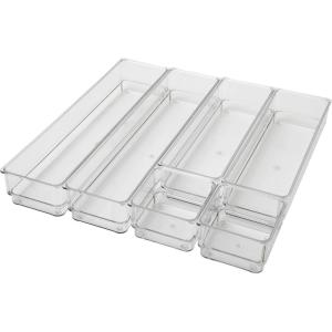 imageMartha Stewart Miles Plastic Stackable Office Desk Drawer Organizers Set of 6 ClearClear