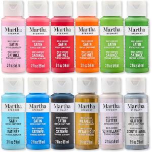 imageMartha Stewart MultiSurface Satin 12 pc Paint Set Hushed HuesHoliday Classics