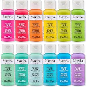 imageMartha Stewart MultiSurface Satin 12 pc Paint Set Hushed HuesSolar Brights