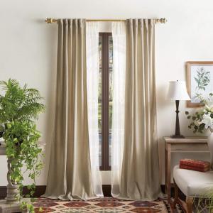 imageMartha Stewart Naples Chenille Solid Back Tab Window Curtain Panel Pair 84quot NavyNatural