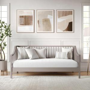 imageMartha Stewart Neely Platform Daybed with Wood Spindles Solid Wood Frame No Box Spring Needed Twin Size BlackGrey
