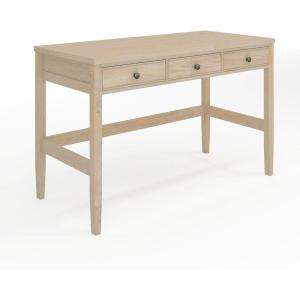 imageMartha Stewart Rhett Home Office Desk with 3 Drawers and Tapered Legs in Black with Oil Rubbed Bronze HardwareLight Natural FrameAntique Bronze Hardware