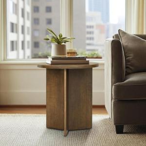 imageMartha Stewart Sadie Round Coffee Table  Starburst Veneer Top Walnut Brown Wood Finish Modern Accent for Living Room Lounge or Sitting Area 22quot x Dia 24quot H