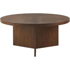 imageMartha Stewart Sadie Round Wood Coffee Table with Starburst Pattern Top Simple Pedestal Stand Circular Contemporary Modern Accent Furniture for Living Room Decor 36quot Dia x 165quot H BrownSadie