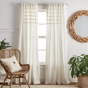 imageMartha Stewart Waters Edge Tufted Rod PocketBack Tab Window Curtain Panel Pair 84quot White