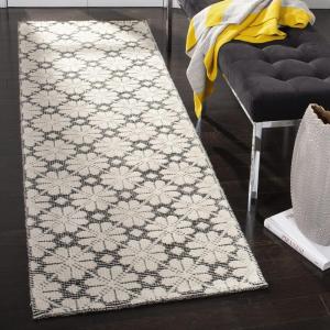 imageMartha Stewart x SAFAVIEH Area Rug Collection  9 x 12 Ivory ampamp Grey Handmade Wool Ideal for Living Room Bedroom Office Dining Space MSR3503FIvoryBlack