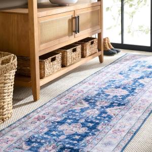 imageMartha Stewart x SAFAVIEH Machine Washable Area Rug Collection  5 x 8 Navy ampamp Beige Slip Resistant ampamp Easy Cleaning Ideal for Ideal for Living Room Bedroom Dining Space MSRW196NNavyBeige