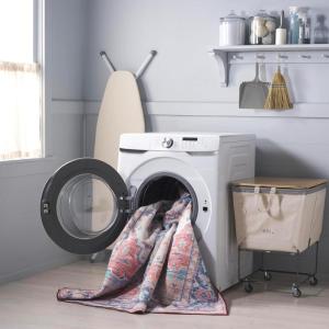 imageMartha Stewart x SAFAVIEH Machine Washable Area Rug Collection  5 x 8 Rust ampamp Blue Slip Resistant ampamp Easy Cleaning Ideal for Ideal for Living Room Bedroom Dining Space MSRW113QRustBlue