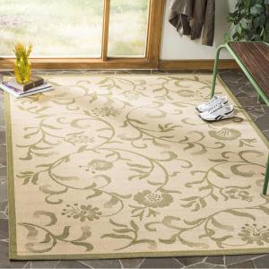imageMartha Stewart x SAFAVIEH Outdoor Area Rug Collection  8 x 112quot Cream ampamp Brown Weather Resistant ampamp Washable Ideal for Patio Backyard Mudroom Deck Dining Space MSR425112CreamGreen
